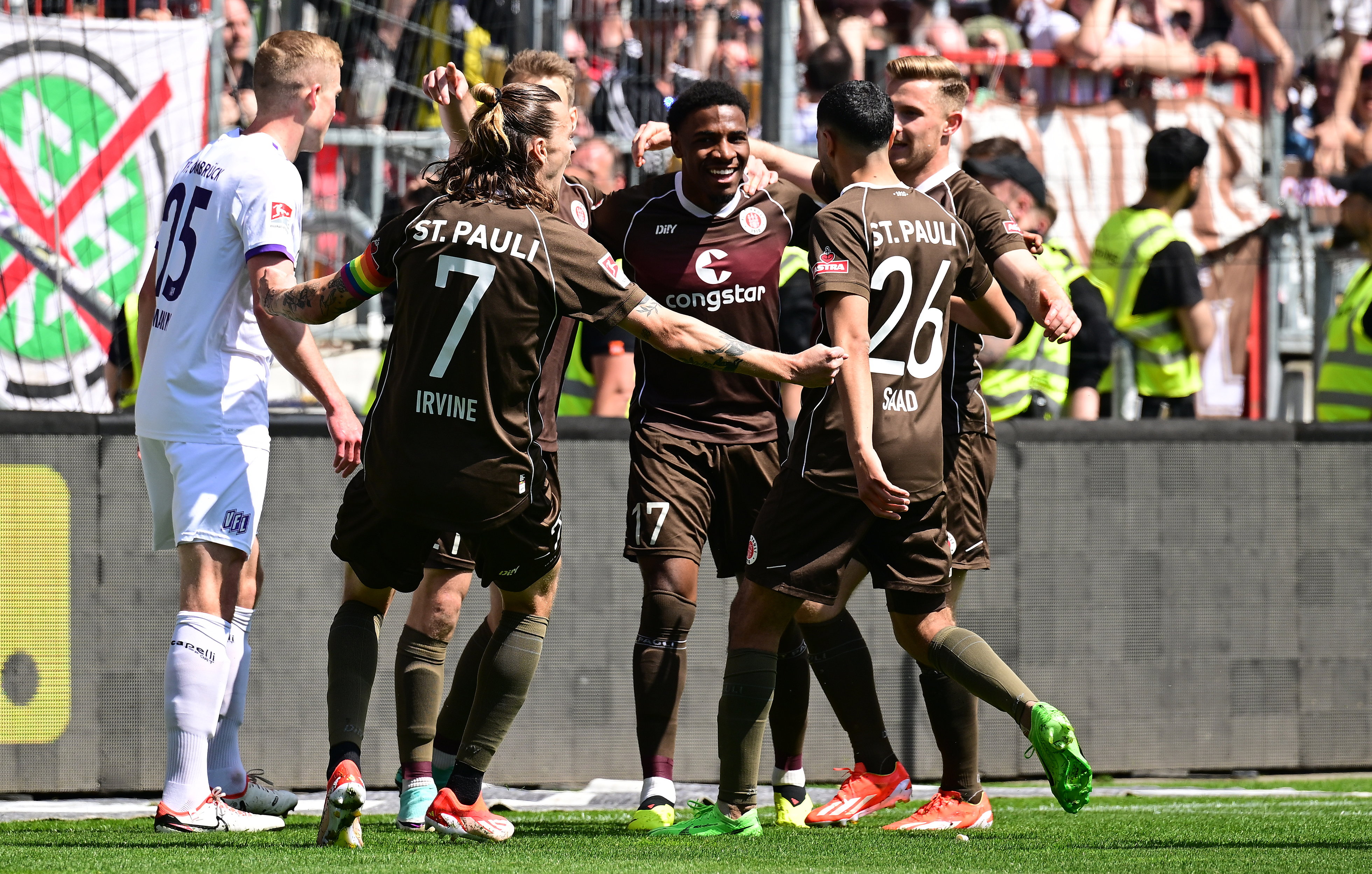 The Boys in Brown celebrate Oladapo Afolayan's opener.